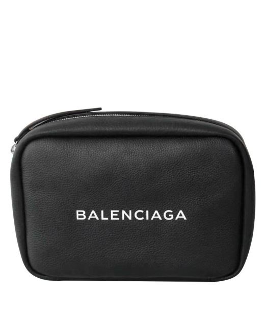 Top Sale Black Grain Calfskin Top Zip White Signature Adjustable Strap Everyday—Imitated Balenciaga Unisex Camera Bag