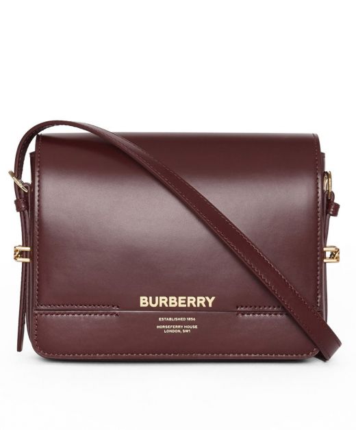 Best-selling Clone Burberry Grace Horseferry Print Polished Metal Hardware Detail Dark Red Leather Bag USA