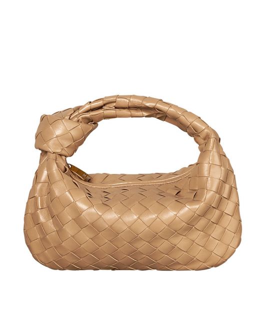 Low Price Beige Intrecciato Leather Top Knot Handle Curved Contour Jodie—Replica Bottega Veneta Ladies Zip Closure Bag