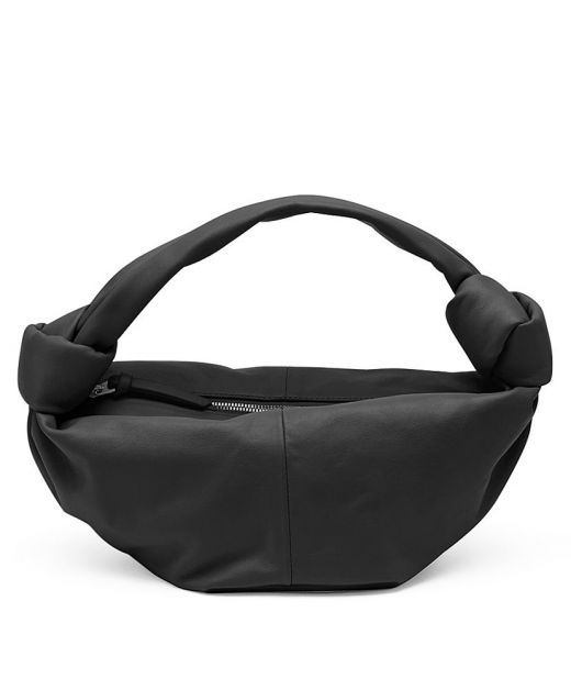 For Sale Black Leather Zip Closure Top Handle Double Knot—Fake Bottega Veneta Handbag For Women
