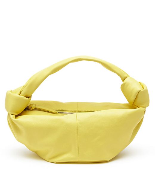 Classic Yellow Calfskin Zip Closure Top Double Knot Handle—Copy Bottega Veneta Women'S Shoulder Bag