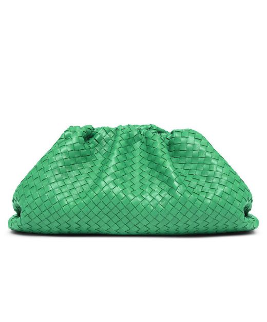 Replica Bottega Veneta Pouch Collection Green Leather Intrecciato Craft Magnetic Border Closure Fashion Ladies Clutch