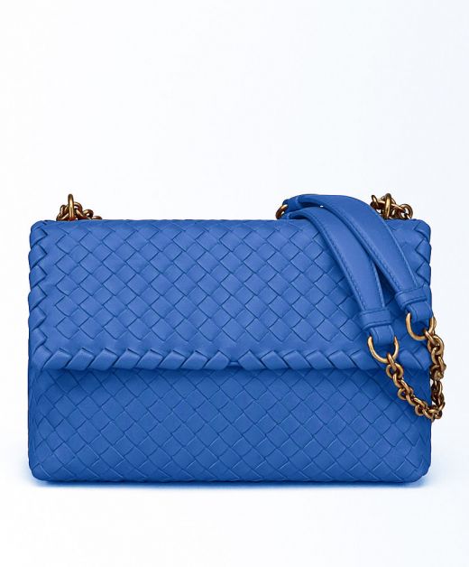 Hot Selling Blue Intreccio Look Magnetic Closure Gold Hardware Olimpia—Imitated Bottega Veneta Shoulder Bag For Female
