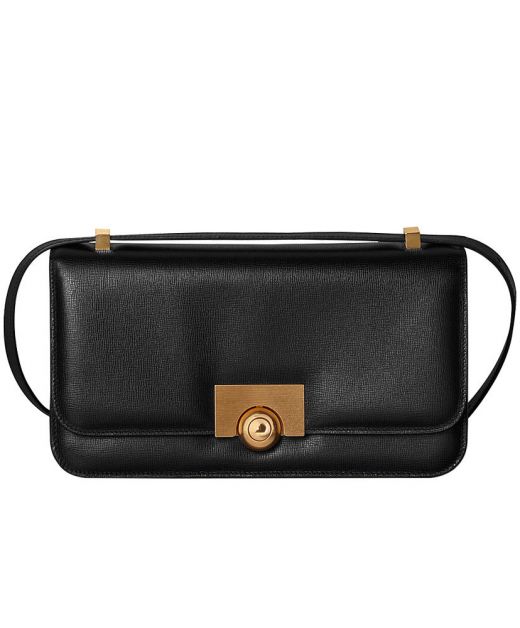 Best Website Black Leather Brass Hardware Ball Pin Buckle Flap Design—Imitated Bottega Veneta Vintage Women'S Crossbody Bag
