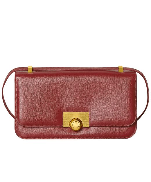 Hot Selling Red Leather Brass Hardware Ball Buckle Flap Closure—Fake Bottega Veneta Messenger Bag For Cute Girls