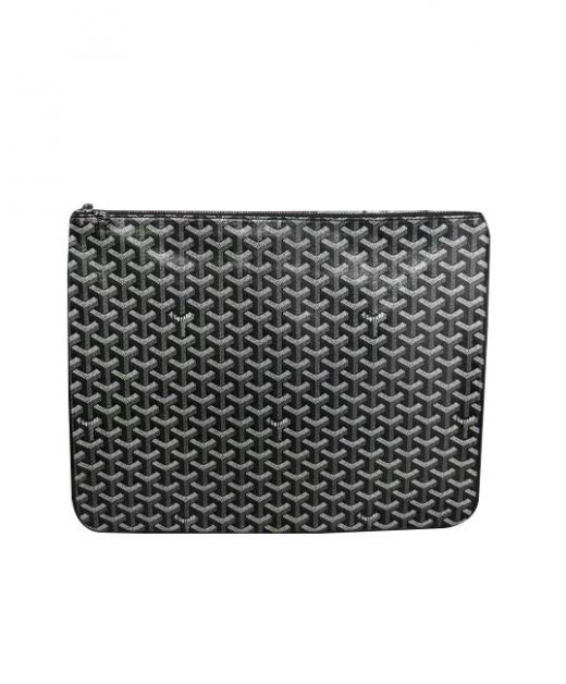 Chic Design Black Goyardine Chevron Pattern Fabric Huge Capacity - Replica Goyard Senat GM Large Clutch Bag For Women