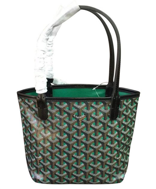 Hot Sale Female Replica Goyard Signature Chevron Canvas Green Interior Reversible Function Mini Tote Bag UK