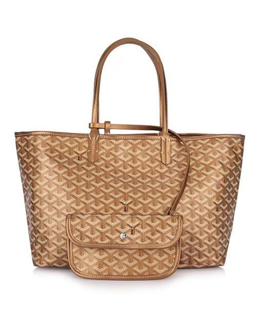 Goyardine Canvas & Chevroches Cowhide Leather Detail - Imitation Goyard St. Louis Gold Handle Bag For Ladies