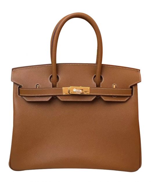 Low Price Women's Birkin 30 Brown Epsom Leather Belt Strap Turn Lock - Faux Hermes Yellow Gold Hardware Female Tote Bag