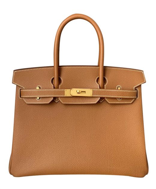 Top Sale Birkin 35 Brown Togo Leather Belt Strap Turn Lock - Copy Hermes Yellow Gold Hardware Flap Bag For Ladies