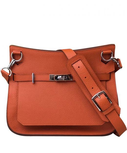 2022 Chic Jypsiere 28CM Orange Togo Leather Large Flap Design - Imitation Hermes Turn Lock Handbag For Ladies