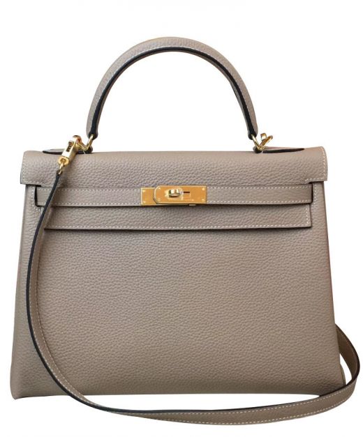 Best Price Kelly 28 Yellow Gold Hardware Light Grey Togo Leather Flap Design - Fake Hermes Belt Strap Female Turn Lock Bag