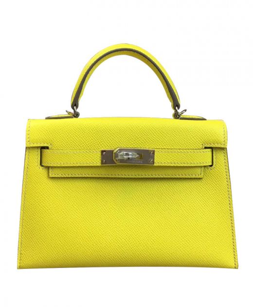 Low Price Kelly 19cm Lemon Epsom Leather Silver Hardware Turn Lock Detail - Copy Hermes Belt Strap Women's Flap Bag