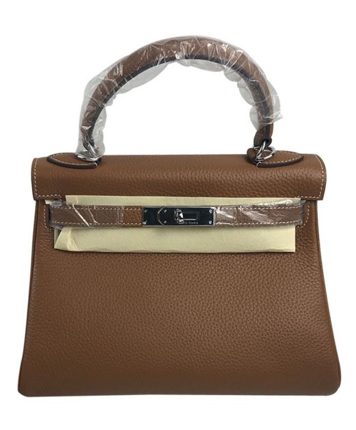 Best Price Kelly 28 Front Flap Belt Strap Closure Brown Cowhide Leather - Replica Hermes Silver Hardware Women's Tote Bag