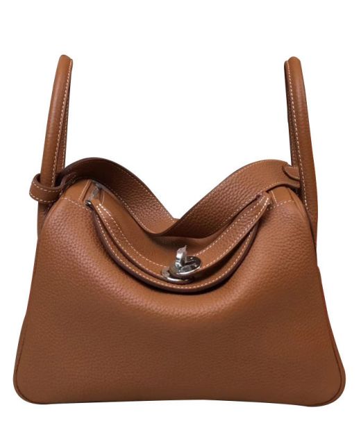Chic Lindy Zipper Flap Design Brown Togo Leather Wide Shoulder Strap - Replica Hermes Silver Turn Lock Women's Shoulder Bag