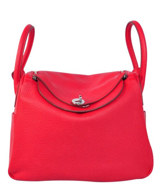 Hot Selling Lindy 26cm Sides Open Pocket Round Handles - Replica Hermes Red Cowhide Leather Zipper Flap Tote Bag For Ladies