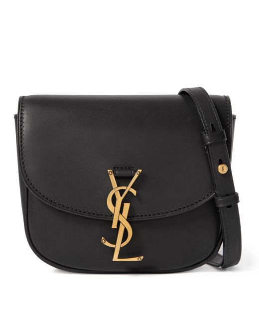 For Sale Black Leather Flap Magnetic Closure Gold Hardware YSL Knocker—Imitated Saint Laurent Curved Edge Women's Bag