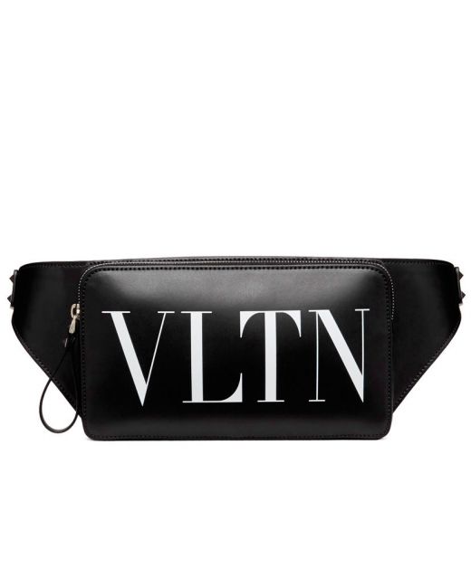 replica Valentino Garavani Leather Vltn Belt Bag Black H-VTBTLY2B0719ML-K
