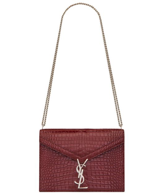 Classic Red Leather Silver YSL Turnbuckle Closure Top Sliding Chain Cassandra—Fake Saint Laurent Single Price Bag For Ladies
