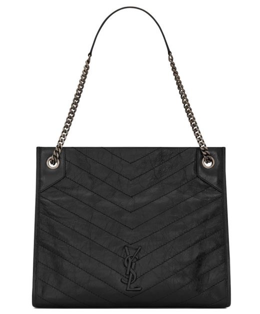 Best Black Look Magnetic Buckle Closure Silver Chain Handle YSL Logo Niki—Replica Saint Laurent Women'S Vintage Bag