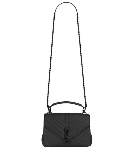 Low Price Black V Quilted Top Handle Magnetic Flap YSL Logo College—Replica Saint Laurent Women's Shoulder Bag
