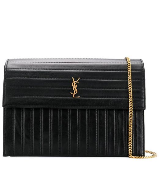 Top Sale Black Leather Vertical Horizontal Quilted Gold YSL Logo Victoire—Replica Saint Laurent Women'S Shoulder Bag