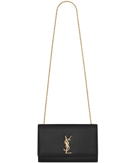 Good Review Gold Hardware Black Leather Flap Magnetic Closure YSL Letters Kate—Replica Saint Laurent Medium Ladies Bag