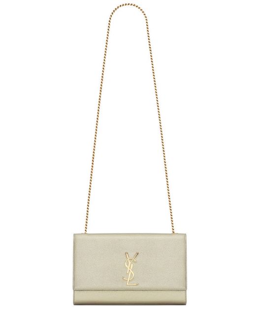Top Quality White Calfskin Magnetic Flap Gold YSL Logo Sliding Chain Monogram—Faux Saint Laurent Women'S Shoulder Bag