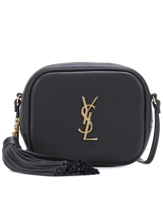 Replica Saint Laurent Blogger Black Leather Top Zip Tassel Detail Gold YSL Metal Logo Classic Women'S Camera Bag